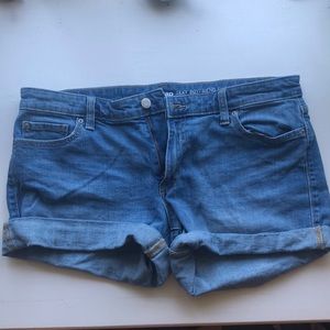 Light wash denim shorts